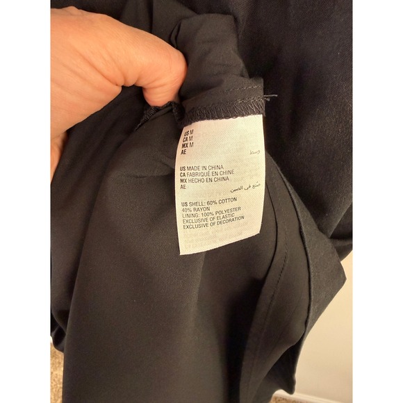 And Now This Black Milkmaid Midi Dress Lace Trim Smocked Back Womens Size Medium - Picture 5 of 6